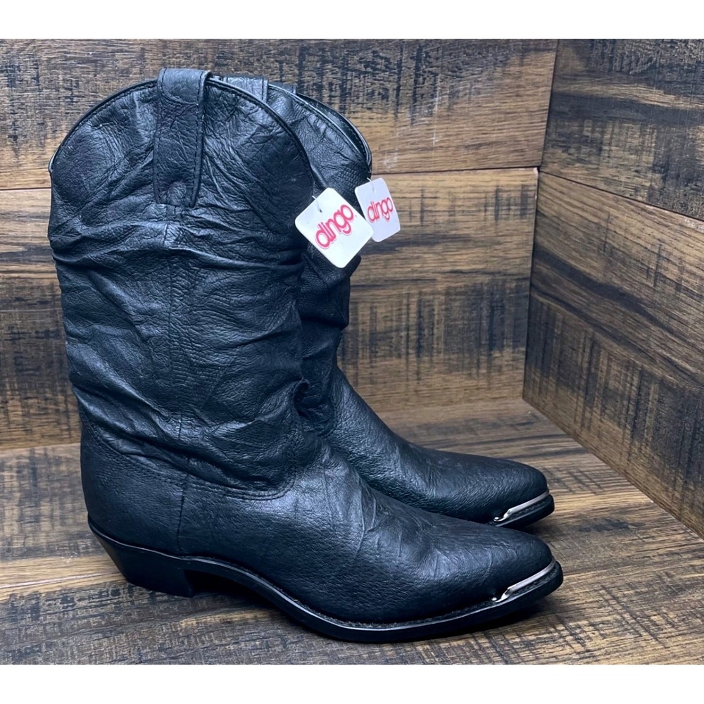 Dingo Slouch Boots Women 6.5 Black Leather Metal Toe Western DI17310
